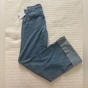 PAIGE McKayla Connie Cuffed Raw Hem High Waist Wide Leg Jean